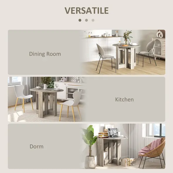 HOMCOM Space-saving Drop Leaf Table, Folding Dining Table for Small Space, Kitchen, Dining Room, Grey - 6