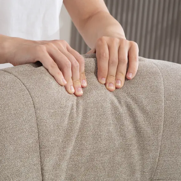 HOMCOM Swivel Recliner Chair with Footstool, Velvet Recliner Armchair with Ottoman, Steel Base, Upholstered Reclining Chair for Living Room, Bedroom, Office, Beige - 8