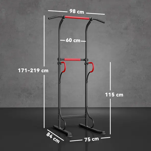 HOMCOM Steel Multi-Use Exercise Power Tower Pull Up Station Adjustable Height W/ Grips - 3