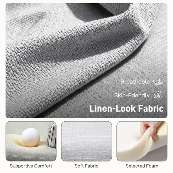 HOMCOM Single Sofa Bed, 1 Person Sleeper Foldable Lounge with Pillow, Light Grey - 6