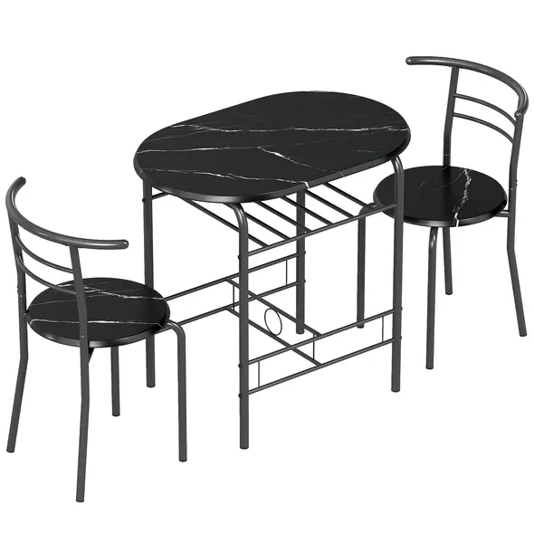 HOMCOM Three-Piece Compact Dining Set - Black - 1