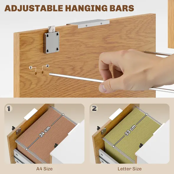 HOMCOM Two-Drawer Lockable Filing Cabinet - Wood Effect - 5