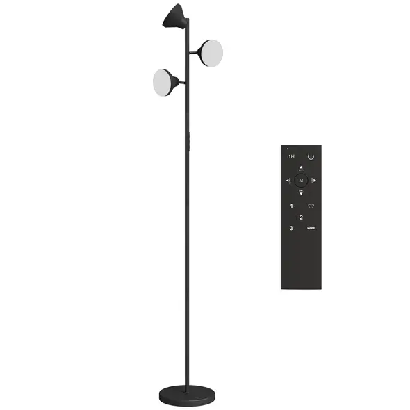 HOMCOM Three-Lamp Multi-Adjustable Floor Light - Black - 1
