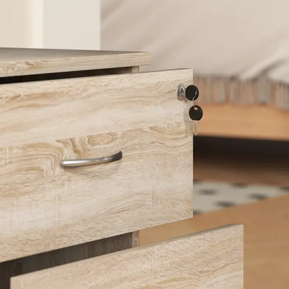 HOMCOM Two Drawer Lockable Filing Cabinet - Wood-Effect - 9