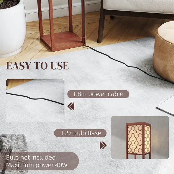 HOMCOM Three-Shelf Standing Lamp - Brown/White - 7