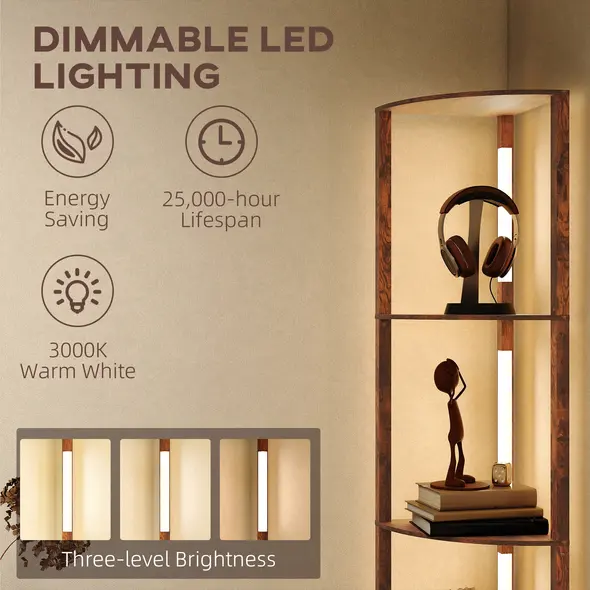 HOMCOM Three-Tier Corner Floor Lamp - 5