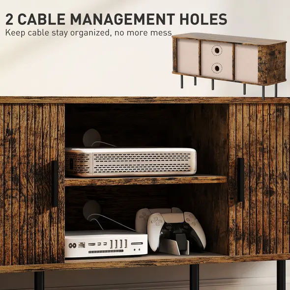 HOMCOM TV Stand Cabinet for TVs up to 55 Inches, TV Unit with Storage Shelves and Cupboard for Living Room, Rustic Brown - 6