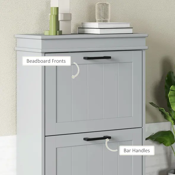 HOMCOM Two-Drawer Minimalistic 10-Shoe Cabinet - Grey - 7