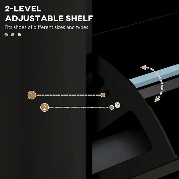 HOMCOM Three-Drawer Minimalistic Shoe Cabinet - Black - 5