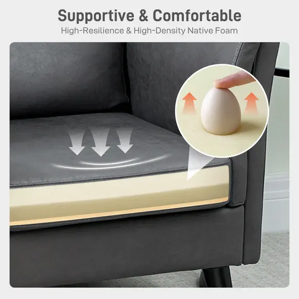 HOMCOM Two-Seater Leathaire Sofa - Grey - 4