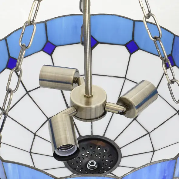 HOMCOM Tiffany Style Ceiling Light, Vintage Chandelier with 3 E27 Sockets, Semi Flush Mount for Living Room, Bulbs Not Included - 9