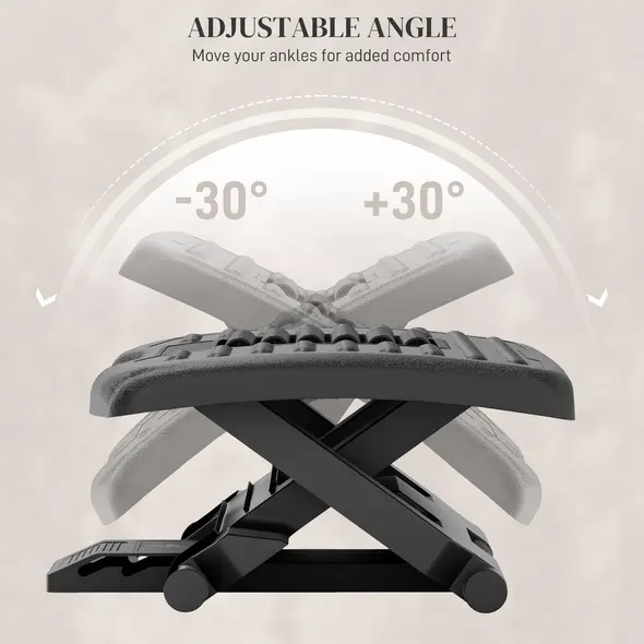 HOMCOM Three-Level, Multi-Angle Massage Footrest - Black - 5