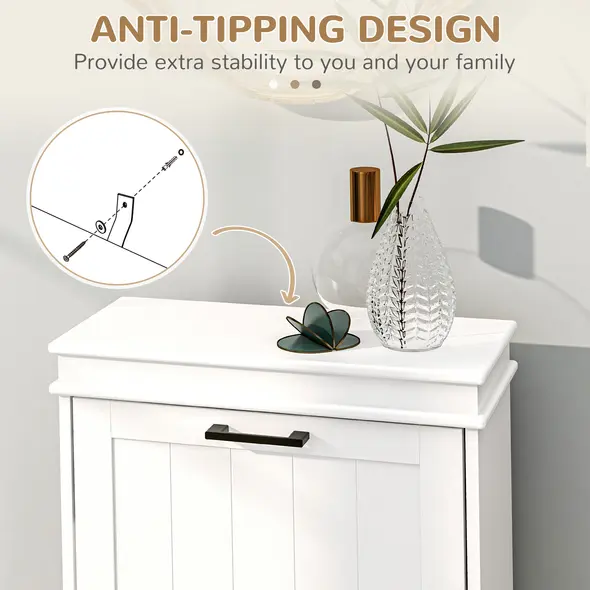 HOMCOM Two-Drawer Minimalistic 10-Shoe Cabinet - White - 7