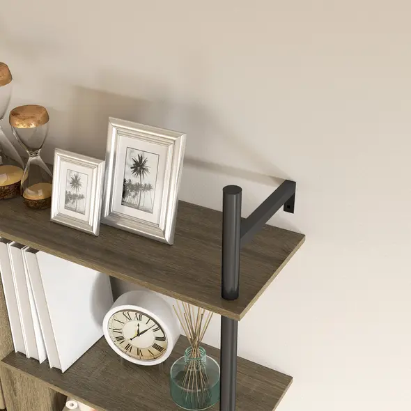 HOMCOM Three-Tier Floating Shelf - Grey Wood Effect - 8