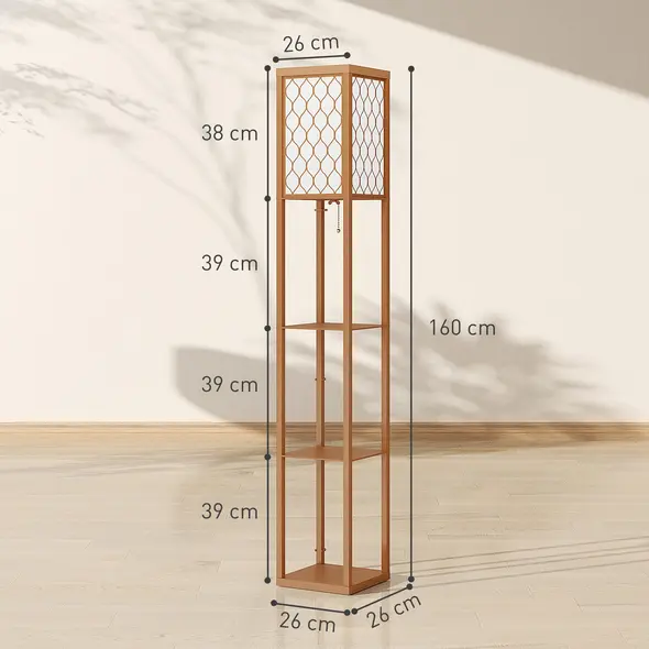 HOMCOM Three-Shelf Standing Lamp - Natural - 3