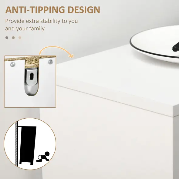 HOMCOM Three Drawer Slim Shoe Storage Cabinet, 12 Shoe Pairs - White - 6