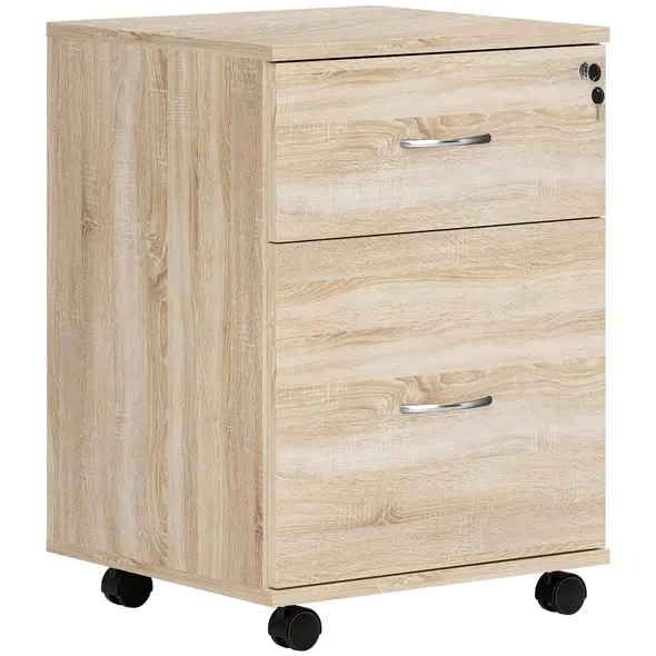 HOMCOM Two Drawer Lockable Filing Cabinet - Wood-Effect - 1