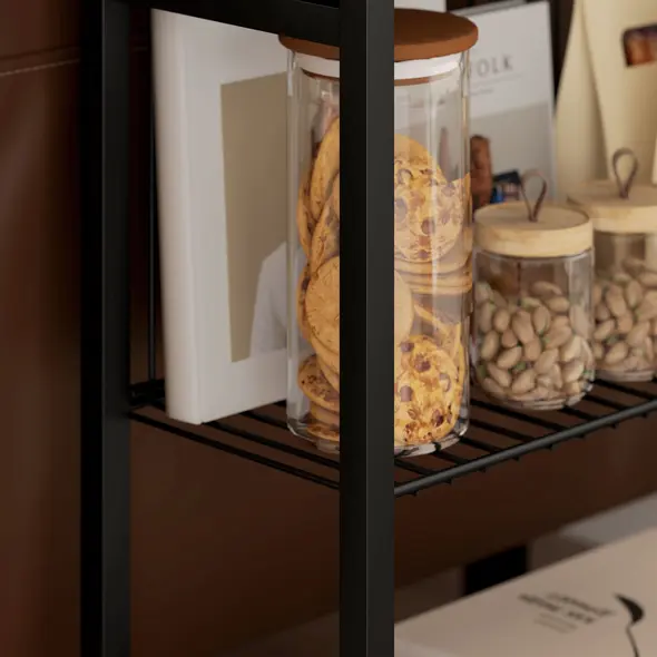 HOMCOM Three Shelf Industrial Side Table, Black - 9