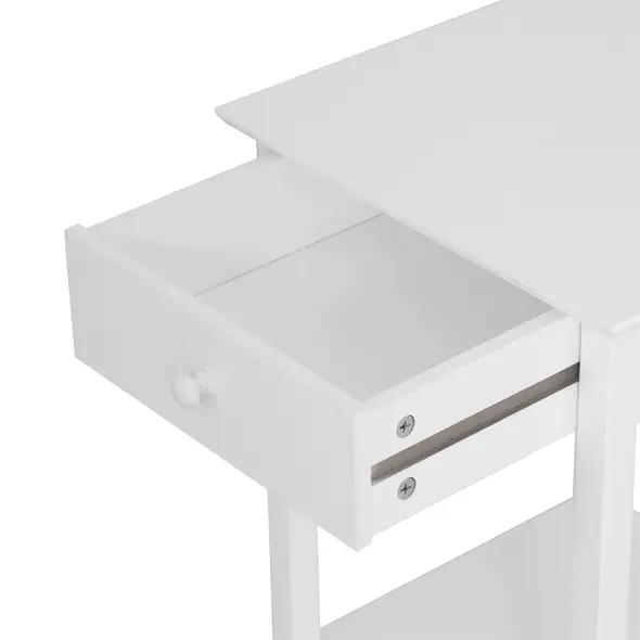 HOMCOM White Bedside Table, Wooden Side Table, Nightstand, Bedside Cabinet with Drawer and Storage Shelf for Bedroom and Living Room - 7