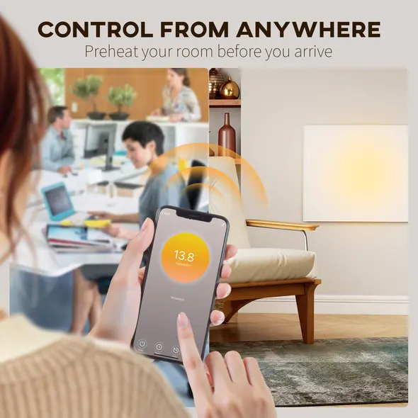 HOMCOM Wifi Smart Electric Heater, Far Infrared, Wall Mounted - 400W - 5