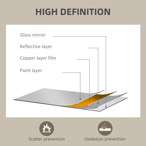 HOMCOM Wall Bathroom Mirror, 70 x 50 cm Wall-Mounted Mirror for Living Room, Bedroom, Hallway, Black - 6