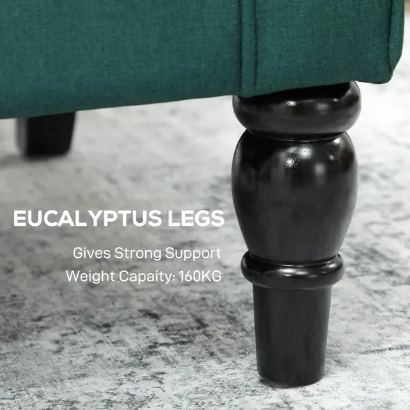 HOMCOM Wingback Accent Chair, Retro Upholstered Button Tufted Occasional Chair for Living Room and Bedroom, Dark Green - 7