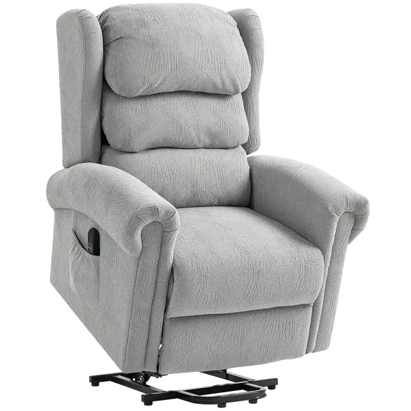 HOMCOM Velvet-Feel Electric Riser Recliner Chair - Grey - 1