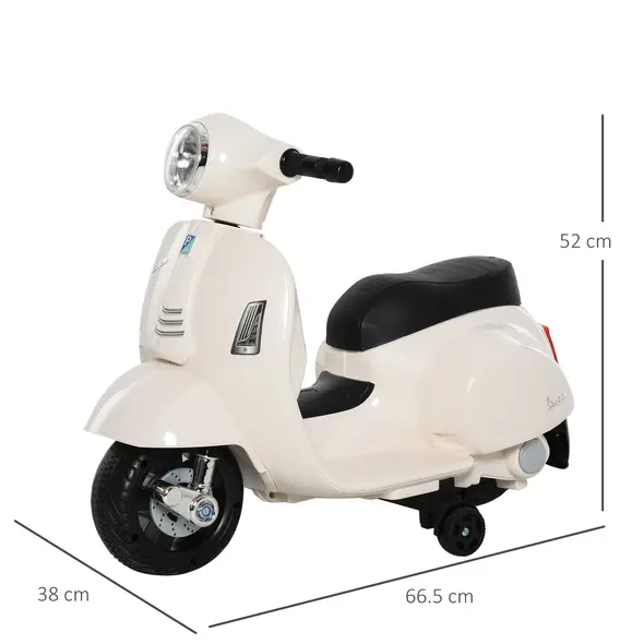 HOMCOM Vespa Licensed 6V Kids Electric Motorbike Ride On Motorcycle  Battery Powered for 18-36 Months with Horn Light White - 3