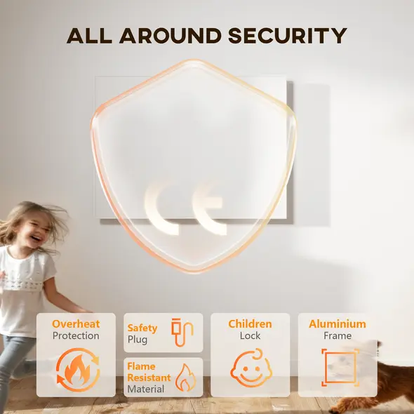 HOMCOM Wifi Smart Electric Heater, Far Infrared, Wall Mounted - 170W - 9