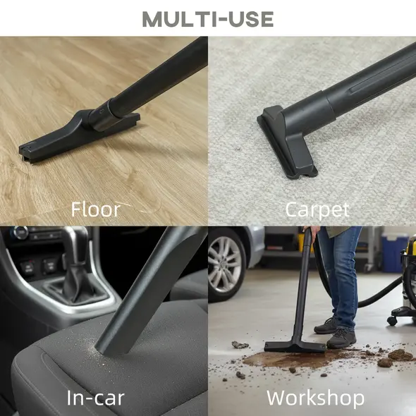 HOMCOM Wet and Dry Vacuum Cleaner, 1200W 20L Wet & Dry Vacuum Cleaner w/ Blower, Triple Filters for Workshop, Home, Carpet - 8