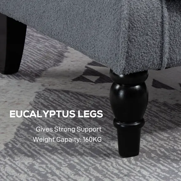 HOMCOM Wingback Accent Chair, Retro Upholstered Button Tufted Occasional Chair for Living Room and Bedroom, Grey - 8