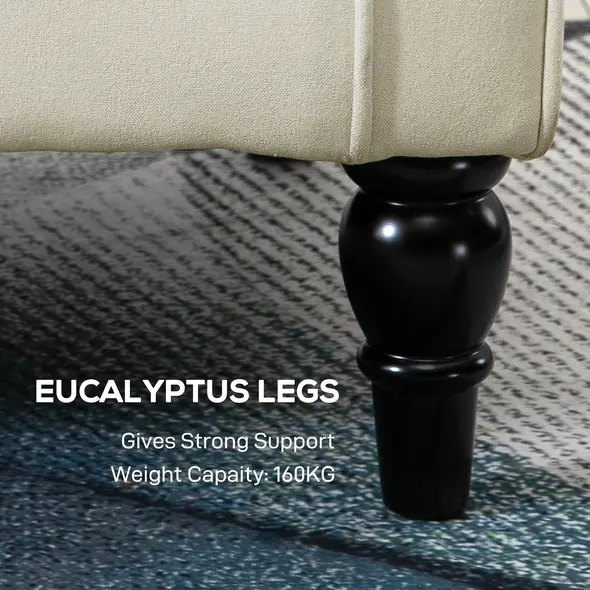 HOMCOM Wingback Accent Chair, Retro Upholstered Button Tufted Occasional Chair for Living Room and Bedroom, Cream White - 7