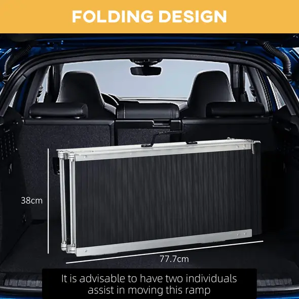 HOMCOM Wheelchair Ramp, 152L x 73Wcm, 272KG Capacity, Folding Aluminium Threshold Ramp with Non-Skid Surface, Transition Plates Above and Below for Home, Steps, Stairs, Curbs, Doorways - 6