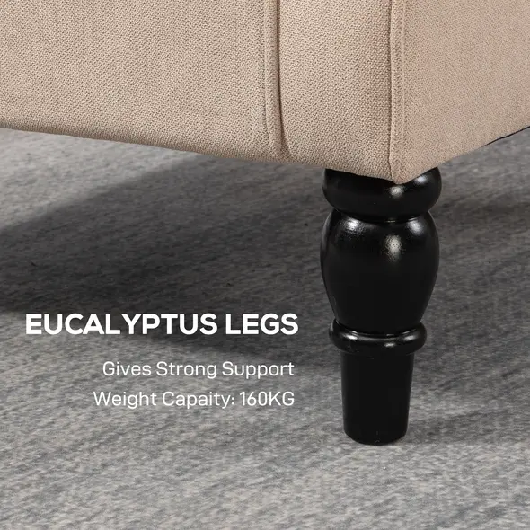 HOMCOM Wingback Accent Chair, Retro Upholstered Button Tufted Occasional Chair for Living Room and Bedroom, Beige - 7