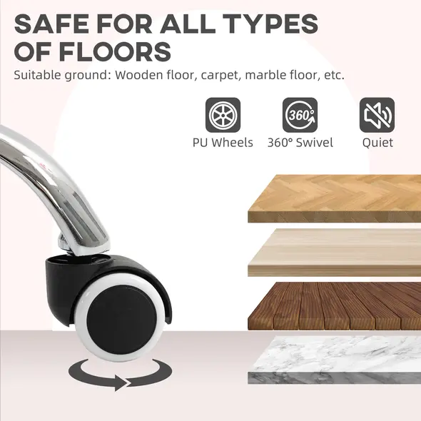 HOMCOM Velvet-Feel Tub Office Chair, with Seat Cushion - Dark Pink - 7