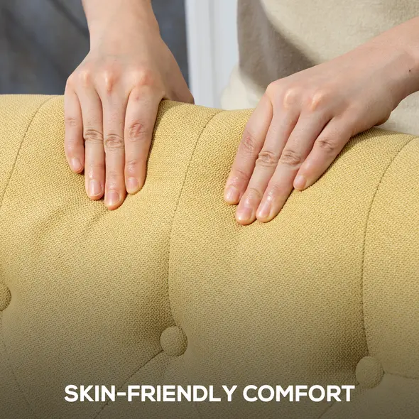 HOMCOM Wingback Accent Chair, Retro Upholstered Button Tufted Occasional Chair for Living Room and Bedroom, Yellow - 6