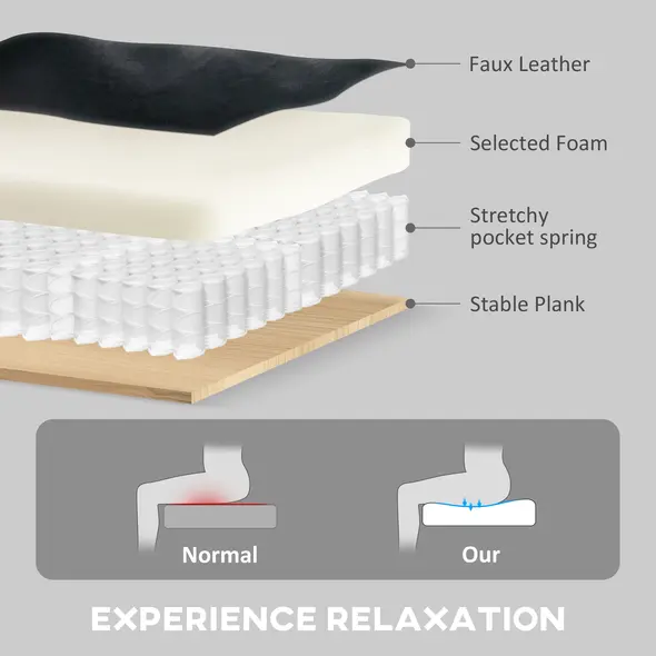 HOMCOM Wingback Accent Chair Tufted Chesterfield-style Armchair with Nail Head Trim for Living Room Bedroom Black - 7