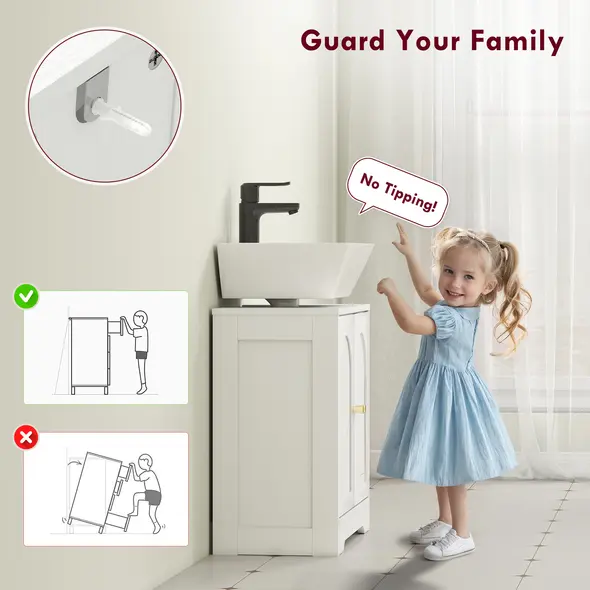 HOMCOM Under Sink Bathroom Cabinet with 2 Arch Doors - White - 6