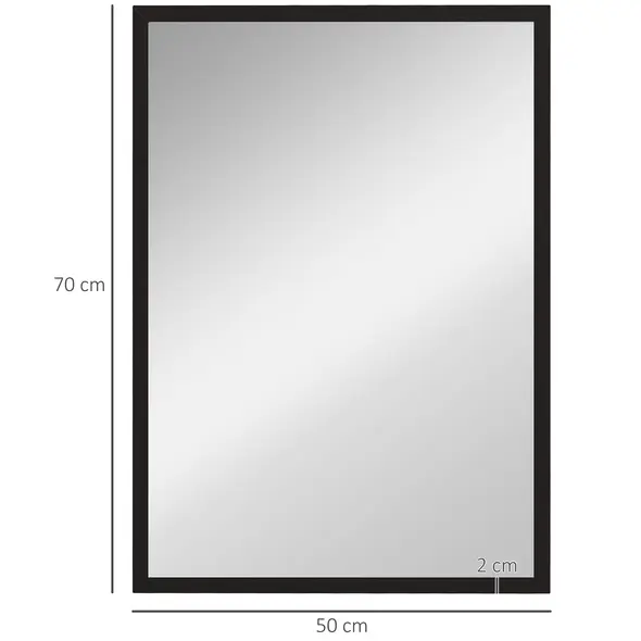 HOMCOM Wall Bathroom Mirror, 70 x 50 cm Wall-Mounted Mirror for Living Room, Bedroom, Hallway, Black - 3