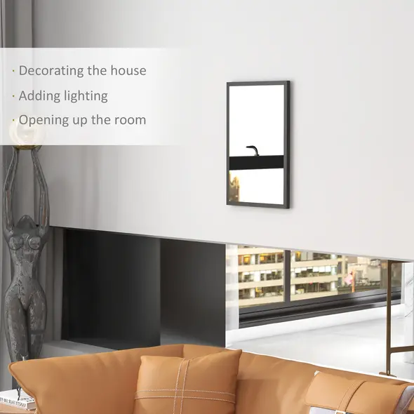 HOMCOM Wall Bathroom Mirror, 60 x 40 cm Wall-Mounted Mirror for Living Room, Bedroom, Hallway, Black - 4