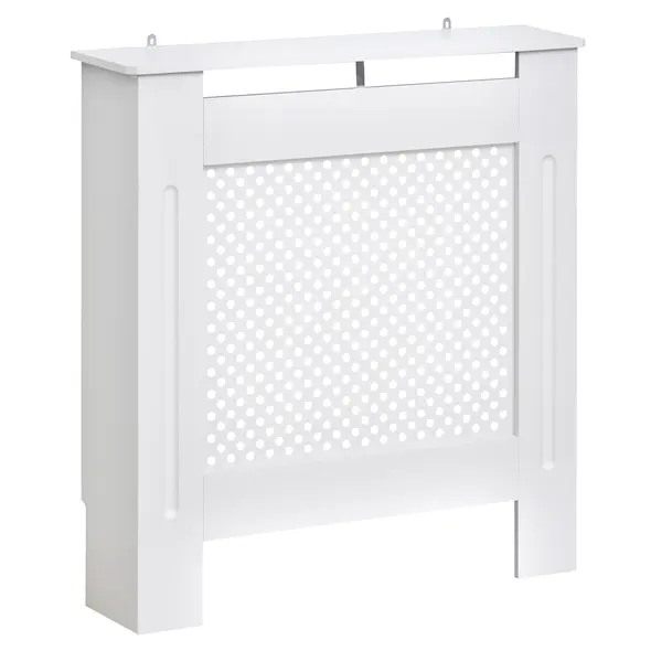 HOMCOM Wooden Radiator Cover Heating Cabinet Modern Home Furniture Grill Style  White Painted (Small) - 1