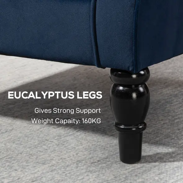 HOMCOM Wingback Accent Chair, Retro Upholstered Button Tufted Occasional Chair for Living Room and Bedroom, Dark Blue - 7