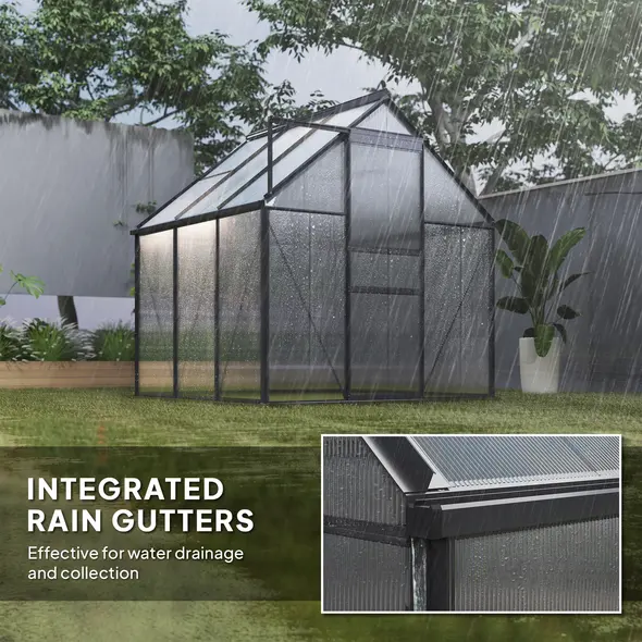 Outsunny 190 x 190cm Walk-In Polycarbonate Greenhouse - 7