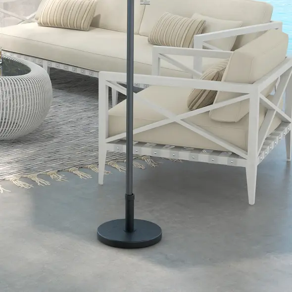 Outsunny 15kg Concrete Umbrella Parasol Base with Rattan Effect 46.5cm Dia Heavy Duty Parasol Stand for Outdoor Patio Umbrella - 2