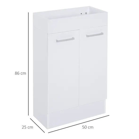 kleankin Under Sink Bathroom Vanity Unit Ceramic Basin Sink Cloakroom Storage Cabinet Home Furniture - 3