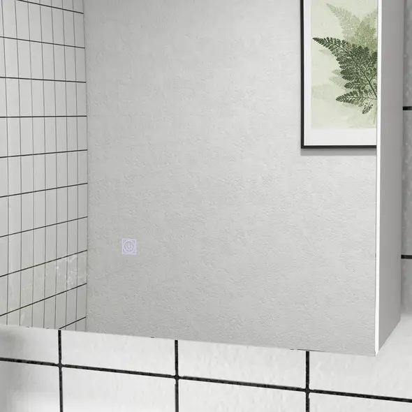 kleankin Bathroom Mirror Cabinet with Light, Bathroom Storage Cupboard with Adjustable Shelf, USB Powered, 90x15x70cm, White - 9