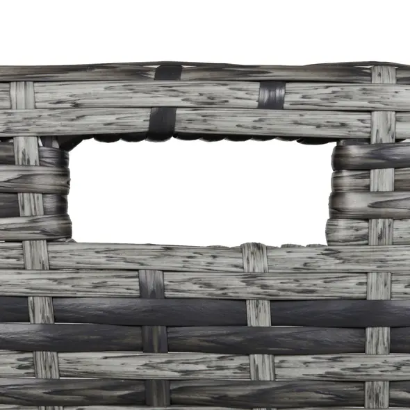 Outsunny 10 Seater Rattan Cube Garden Furniture Set with Parasol Hole, Rattan Dining Set with Cushions, Outdoor Dining Table and Chairs with Rectangular Glass Top Table for Patio, Mixed Grey - 8