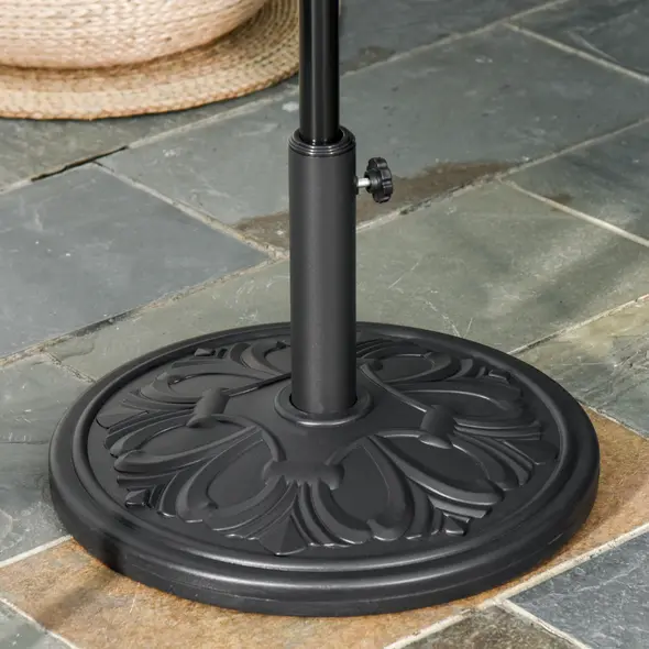 Outsunny 13kg Round Parasol Base Sun Umbrella Weight Stand Holder Patio Outdoor Garden, Black - 2