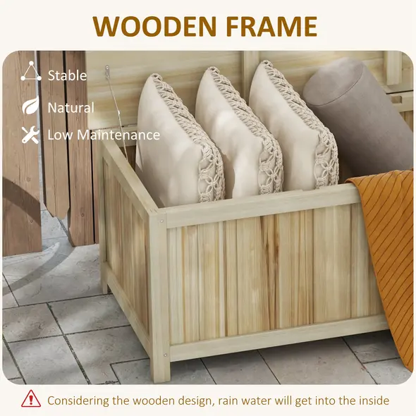 Outsunny 172 Litre Outdoor Storage Box, Wooden terrace Box Garden Storage Container, Natural - 6