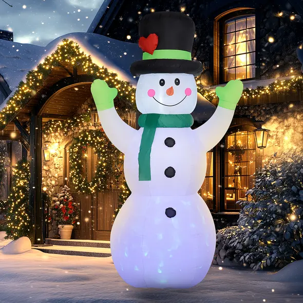 Outsunny 10ft Inflatable Snowman Christmas Decoration, with Accessories - 8